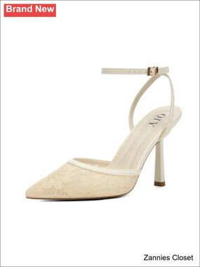 🤠 QIY Lace Closed Toe Pointed Toe Stiletto Heels with Ankle Strap